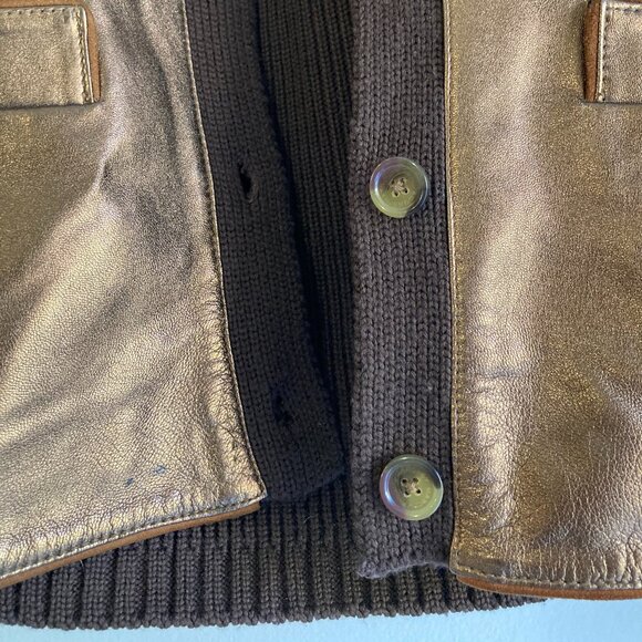 Marc Jacobs Metallic Genuine Lamb Leather Wool Cardigan Jacket - Picture 5 of 16